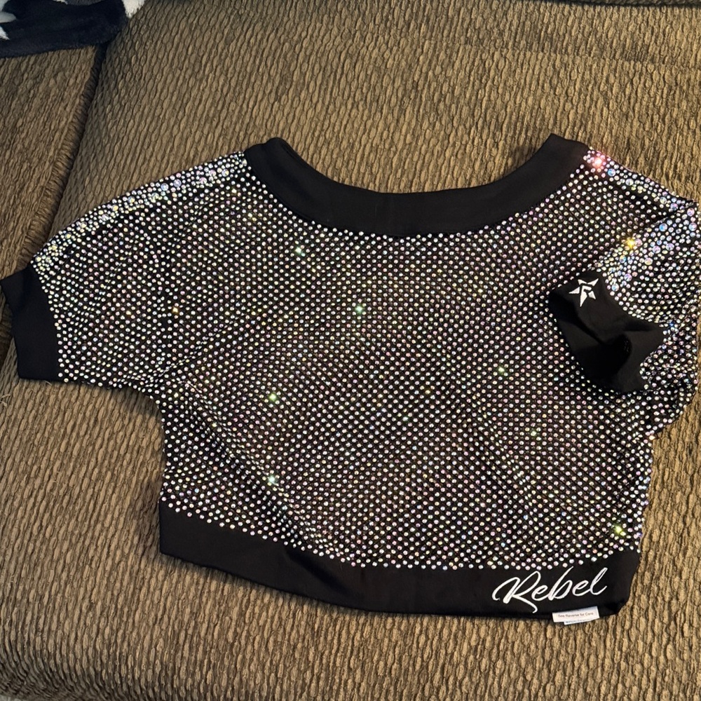 Short sleeve crop crystal couture top AXS